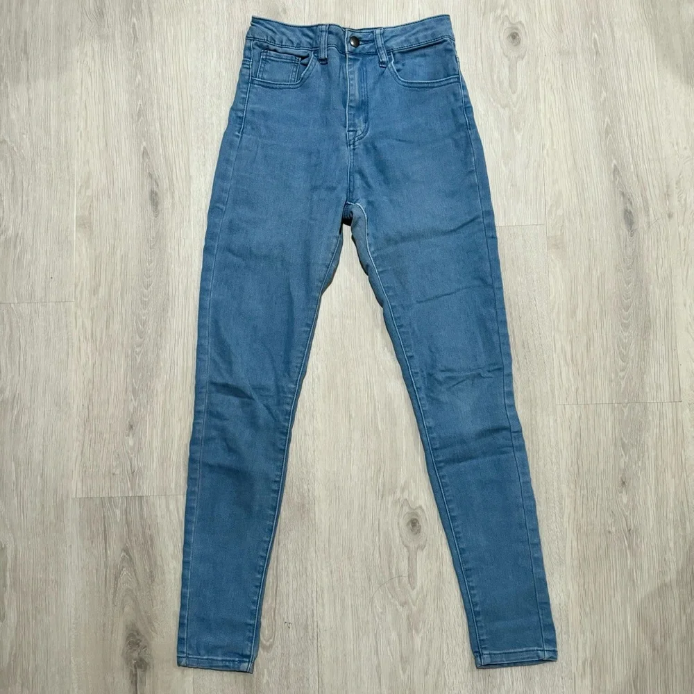 forever 21 medium blue wash high waisted rise skinny denim jeans pants bottom